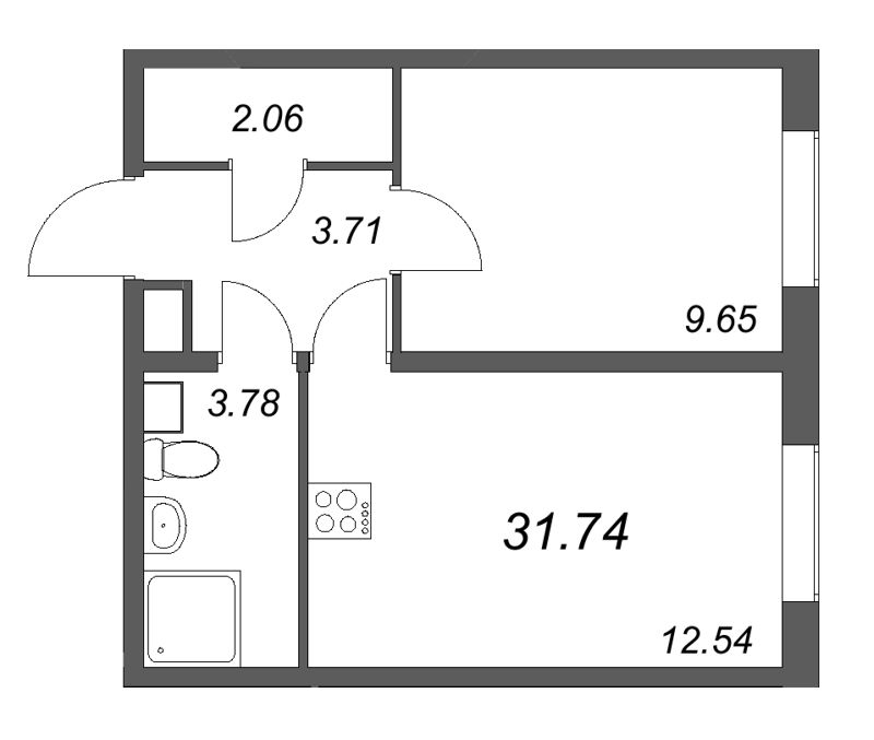 1 ккв 31,7 м²