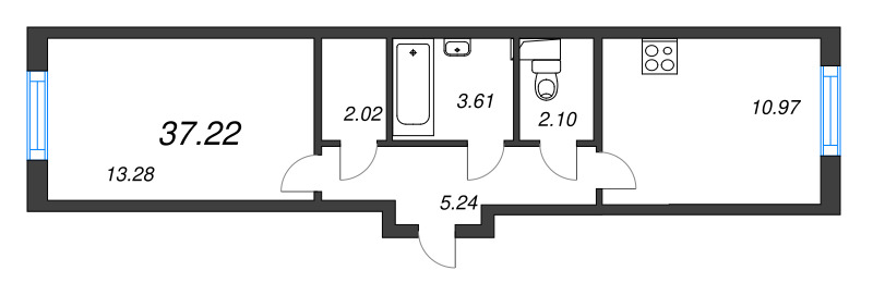 1 ккв 37,2 м²