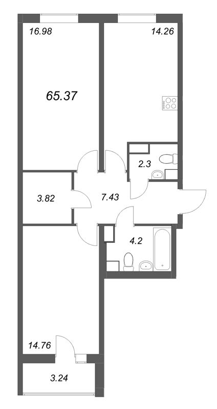 2 ккв 65,4 м²
