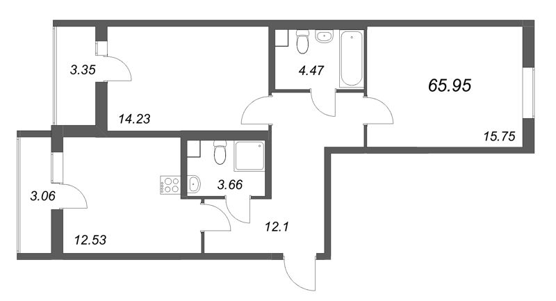 2 ккв 66 м²