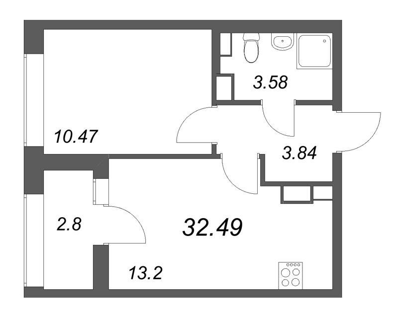 1 ккв 32,5 м²