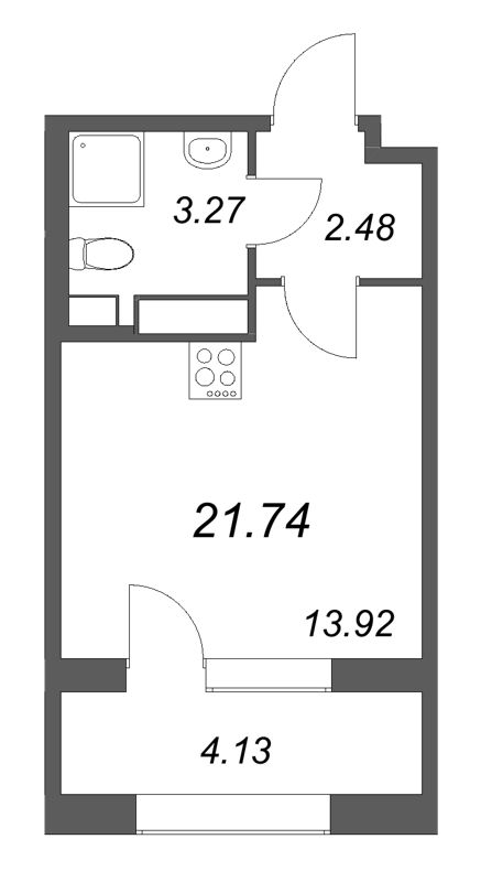 Студия 21,7 м²