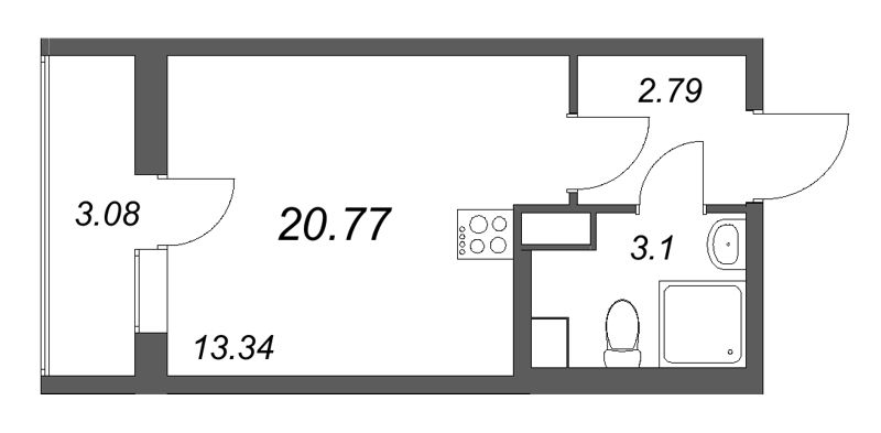 Студия 20,8 м²