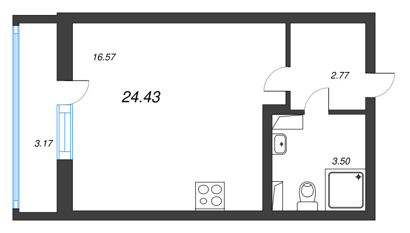 Студия 24,4 м²