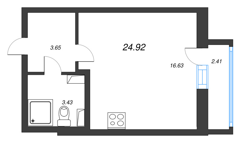 Студия 24,9 м²