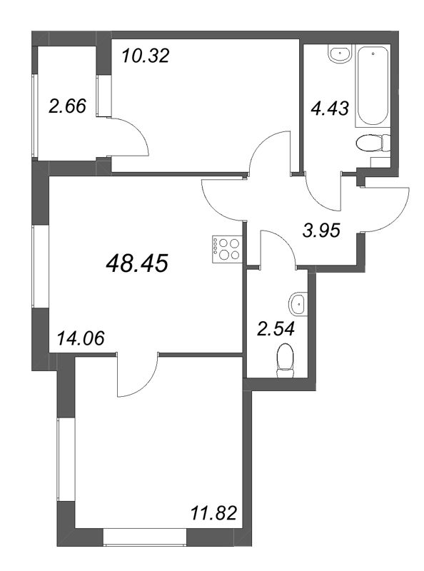2 ккв 48,5 м²