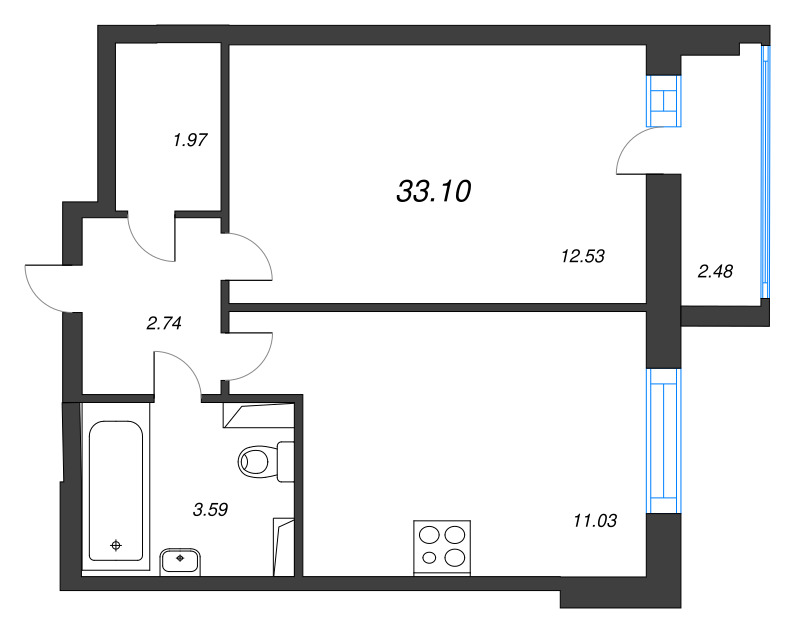 1 ккв 33,1 м²