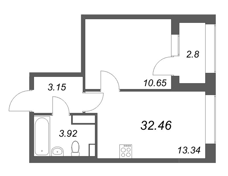 1 ккв 32,5 м²