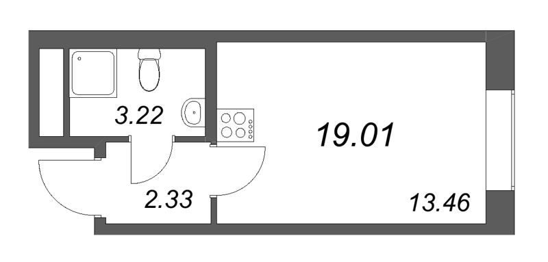Студия 19 м²