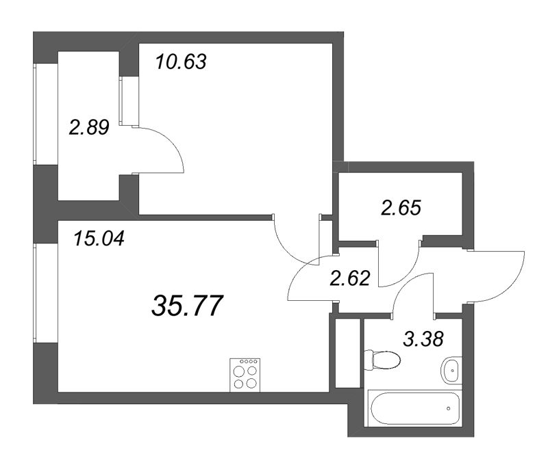 2 ккв (Евро) 35,8 м²