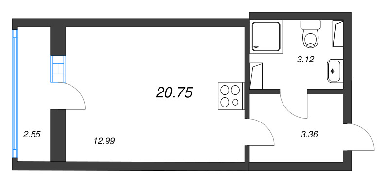 Студия 20,8 м²