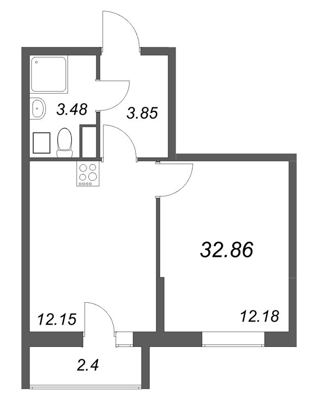 1 ккв 32,9 м²