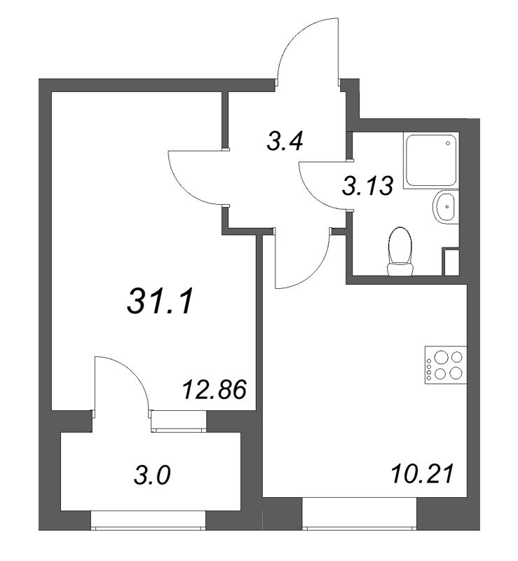 1 ккв 31,1 м²