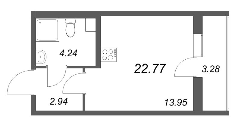 Студия 22,8 м²