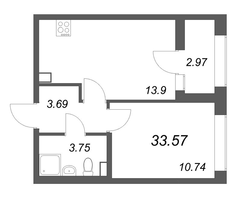 1 ккв 33,6 м²