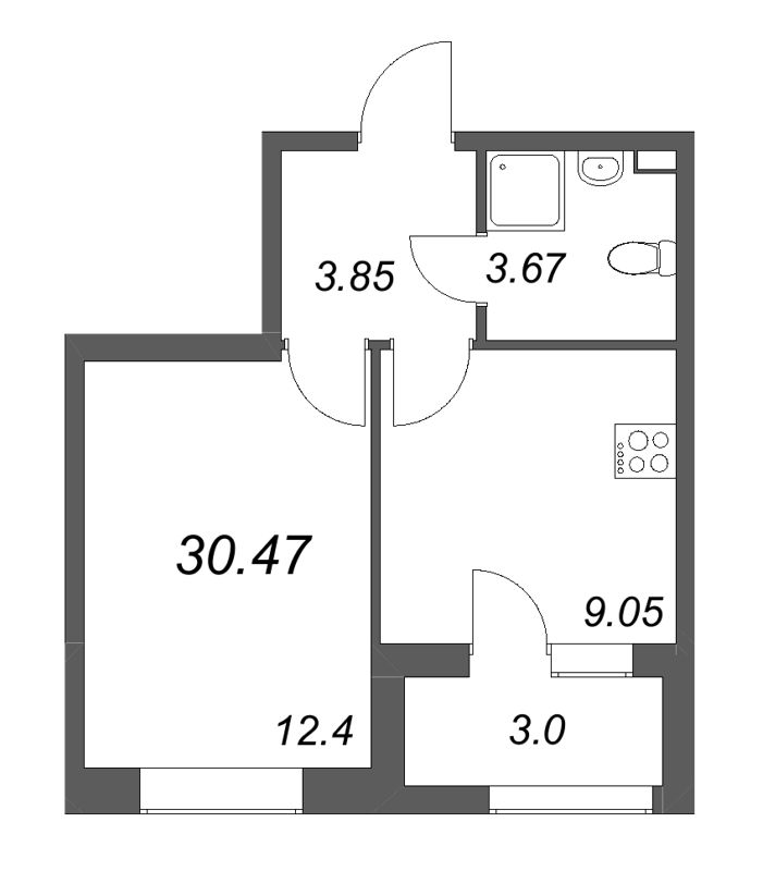 1 ккв 30,5 м²