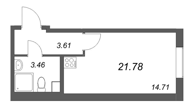 Студия 21,8 м²