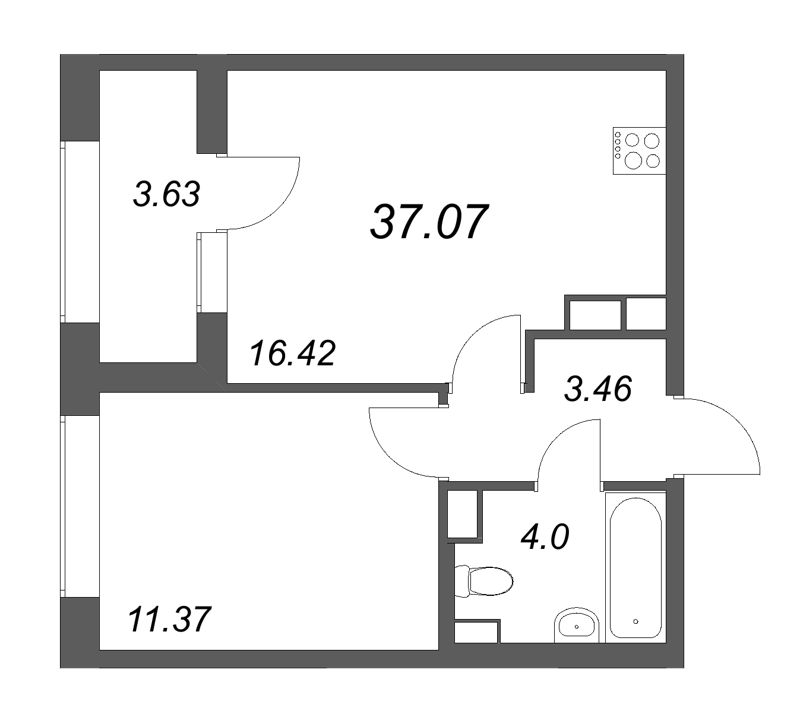 2 ккв (Евро) 37,1 м²