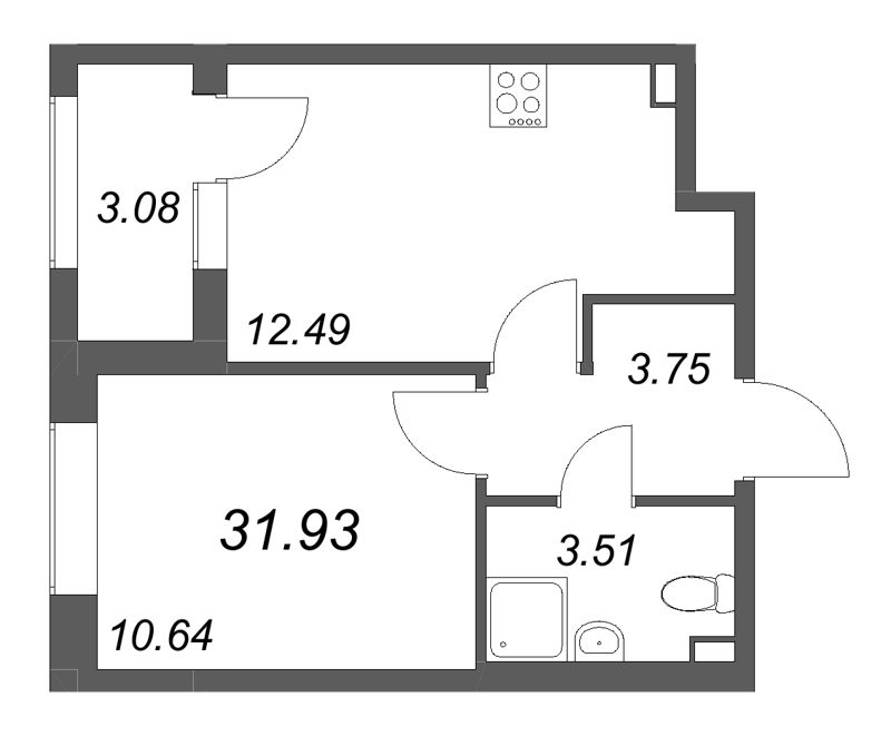 1 ккв 31,9 м²
