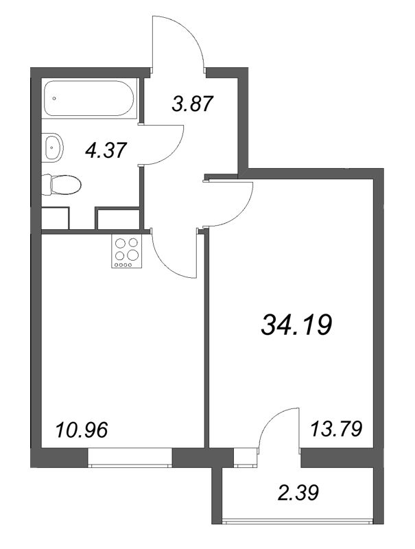 1 ккв 34,2 м²