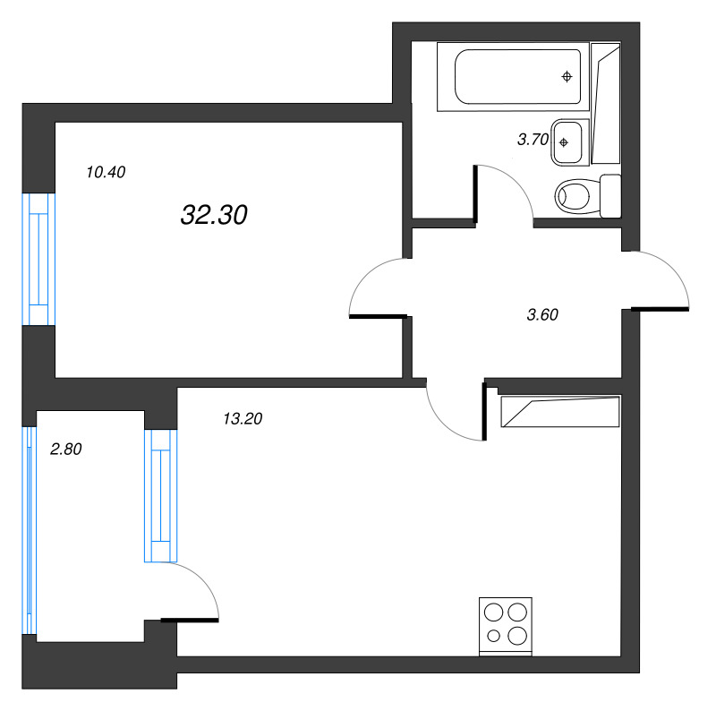 2 ккв (Евро) 32,7 м²