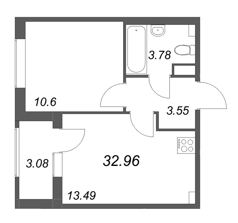 1 ккв 33 м²