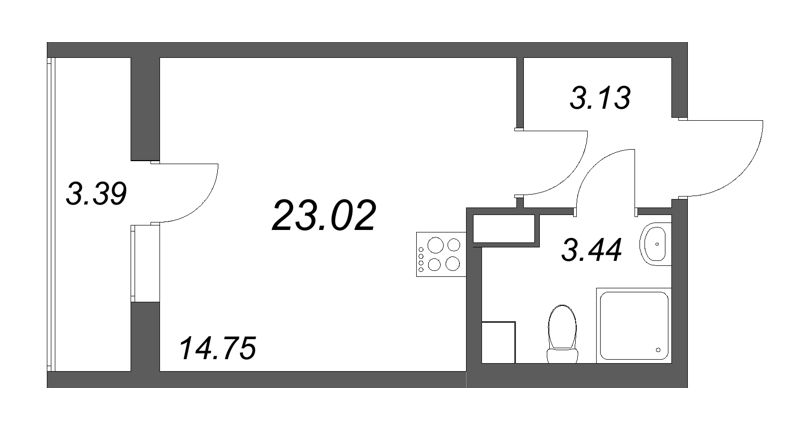 Студия 23 м²