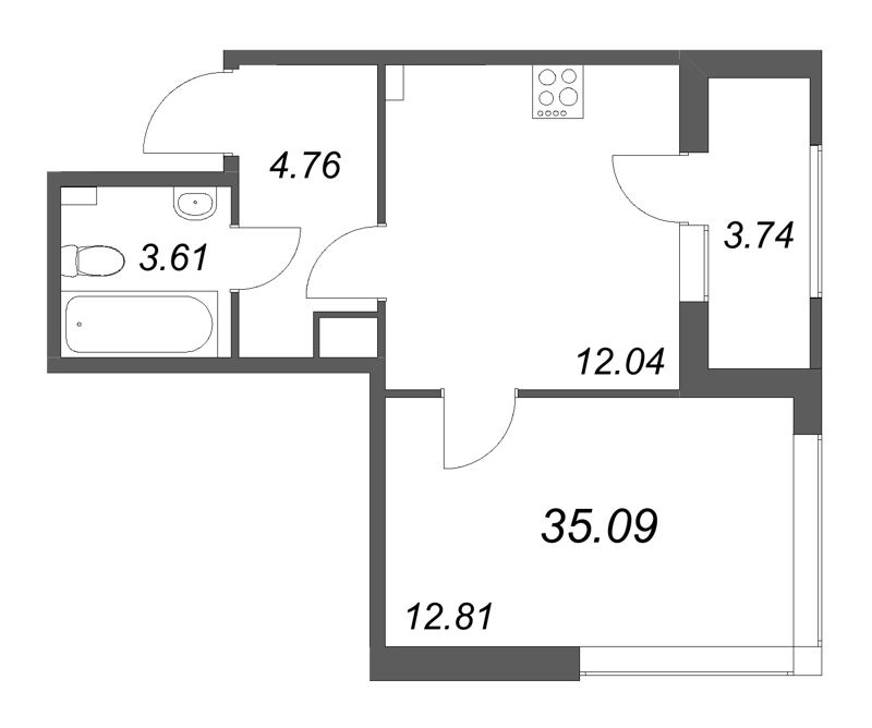 1 ккв 35,1 м²