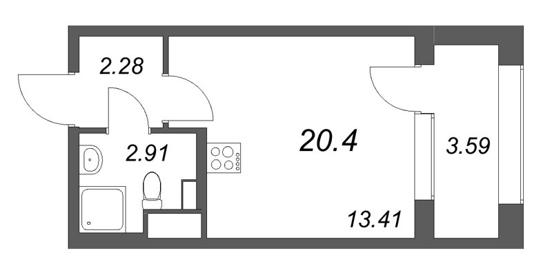 Студия 20,4 м²