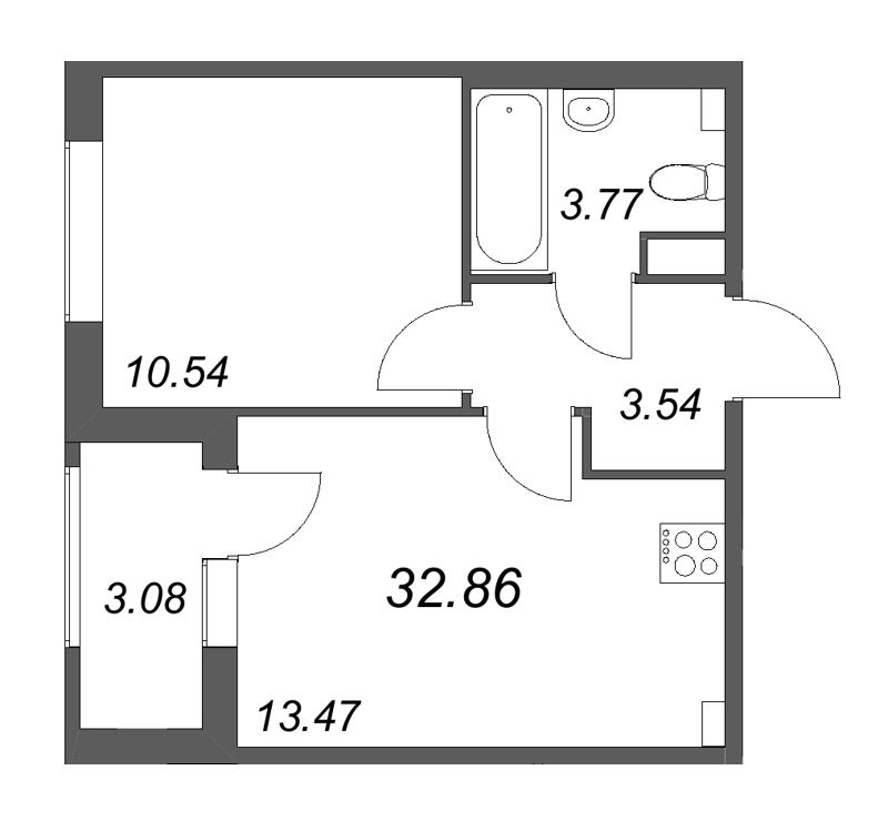 1 ккв 32,9 м²
