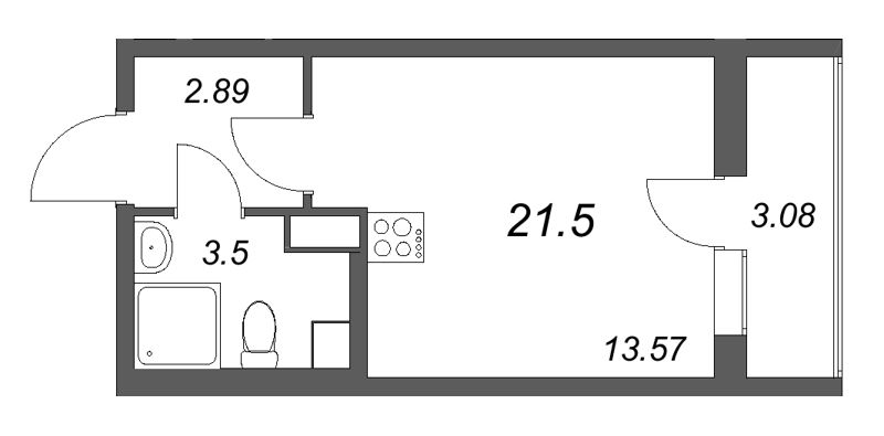 Студия 21,5 м²