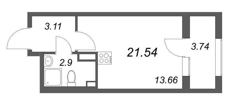 Студия 21,5 м²