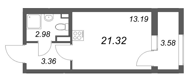 Студия 21,3 м²