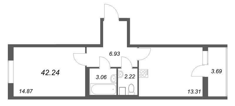 1 ккв 42,2 м²