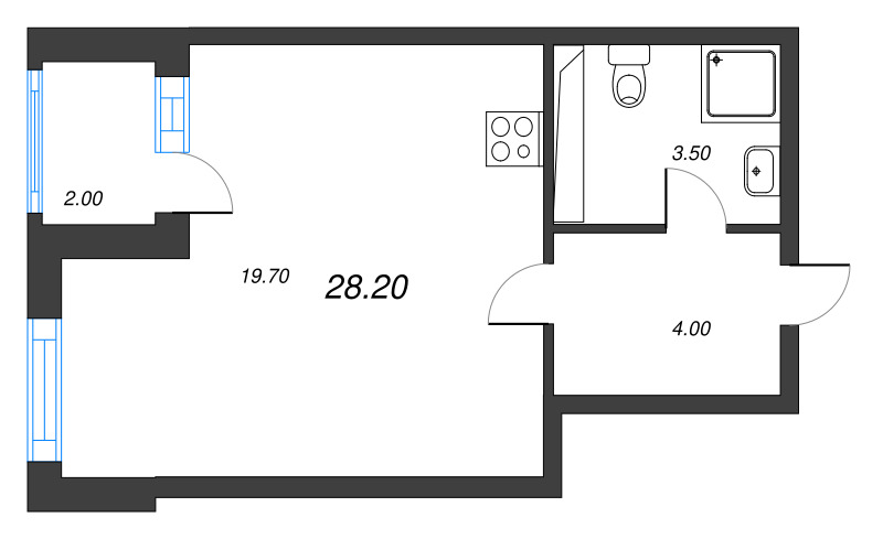 Студия 28,3 м²