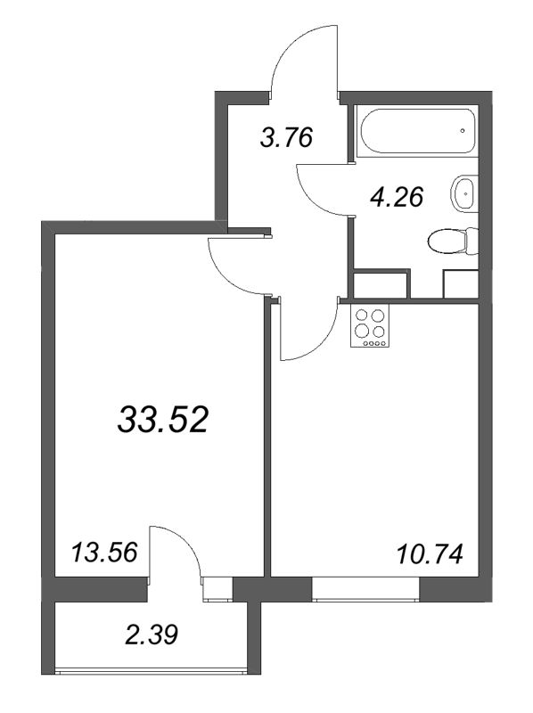 1 ккв 33,5 м²