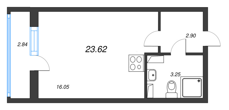 Студия 23,6 м²