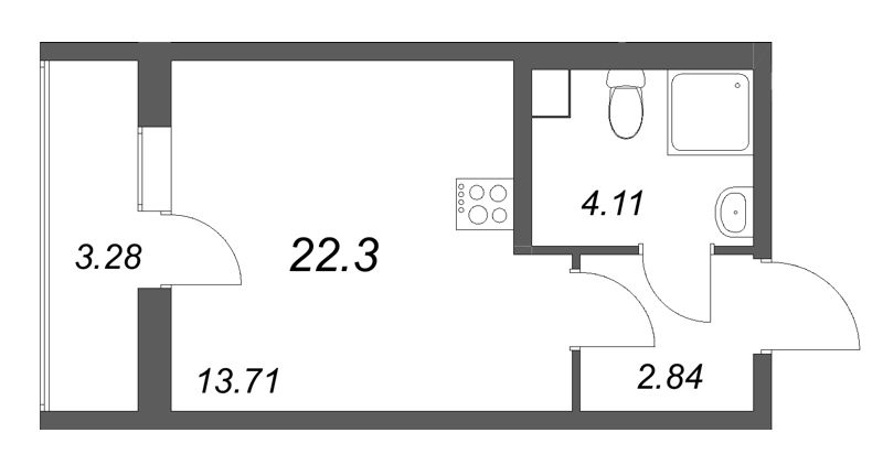 Студия 22,3 м²