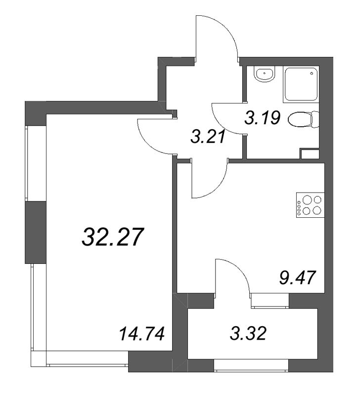 1 ккв 32,3 м²