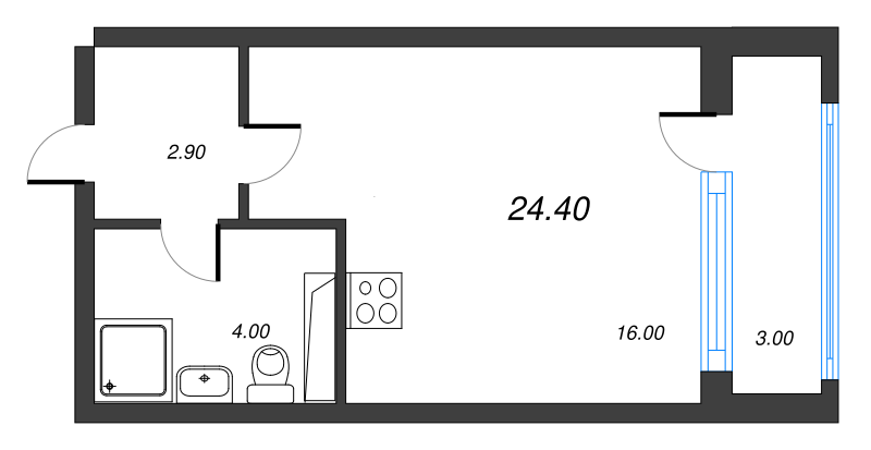 Студия 24,2 м²