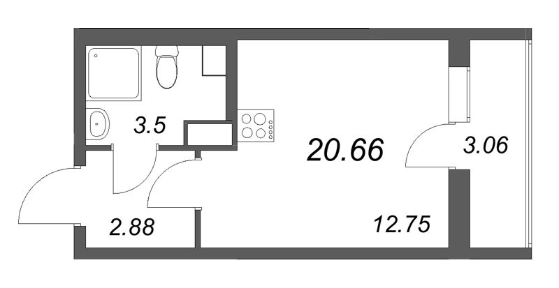 Студия 20,7 м²