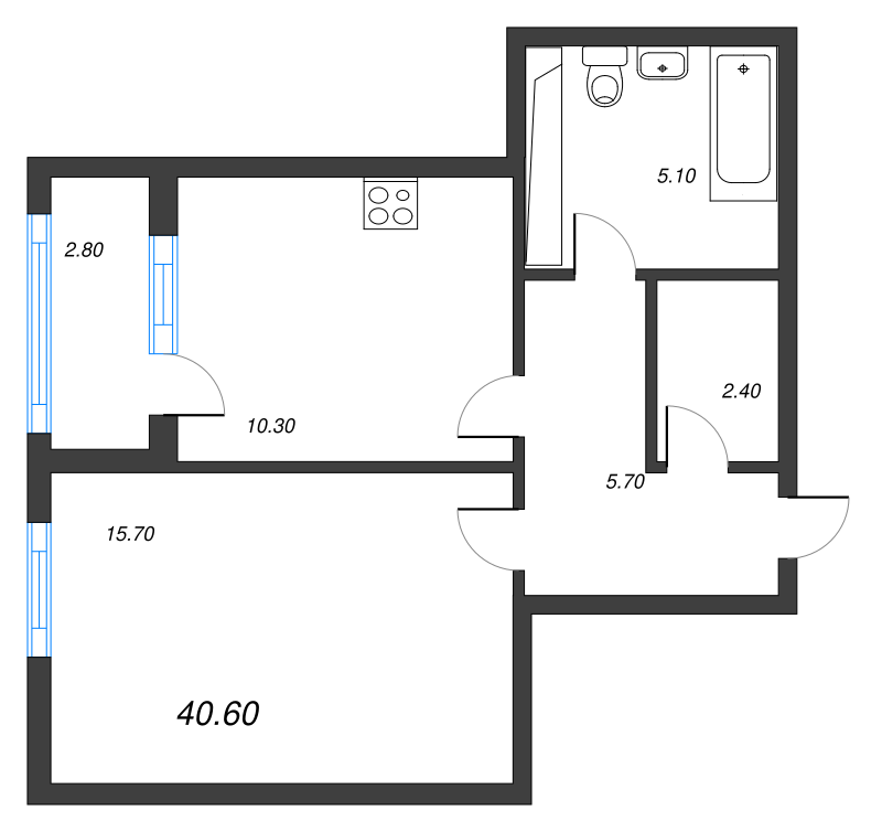 1 ккв 41,1 м²