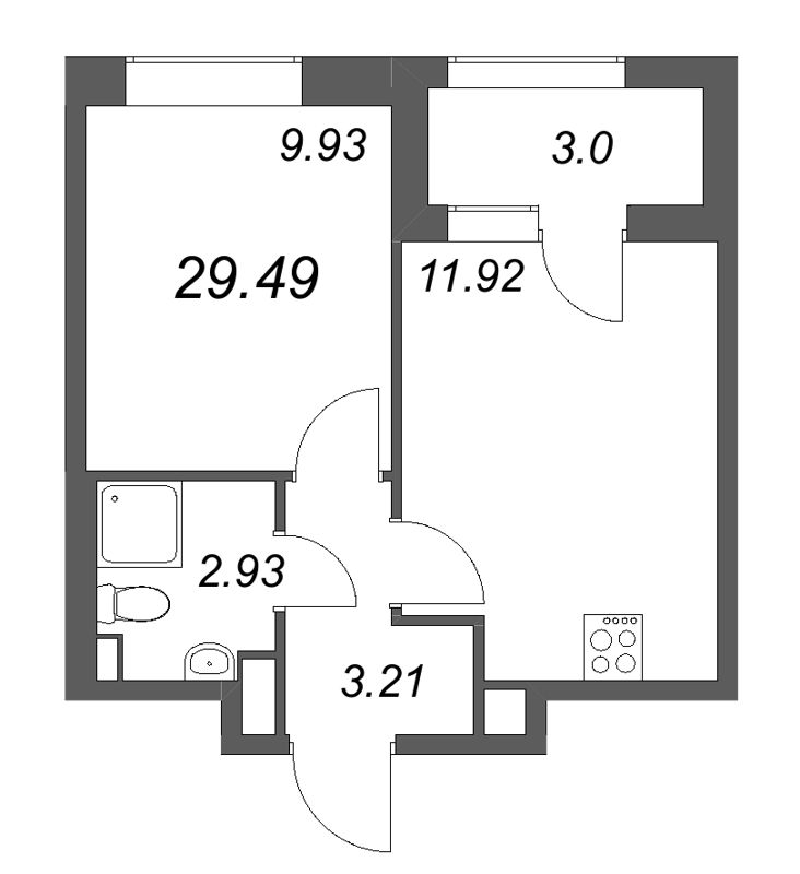 1 ккв 29,5 м²