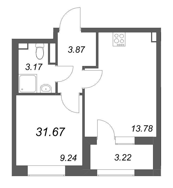 1 ккв 31,7 м²
