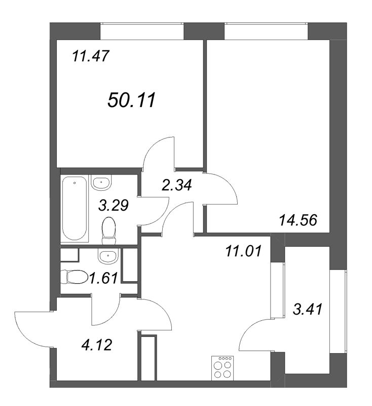 2 ккв 50,1 м²