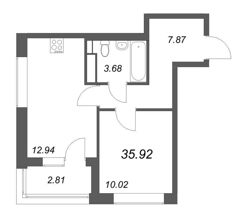 1 ккв 35,9 м²