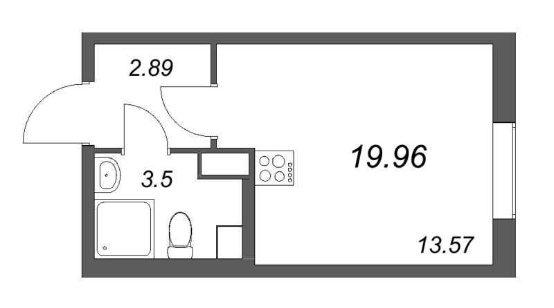 Студия 20 м²