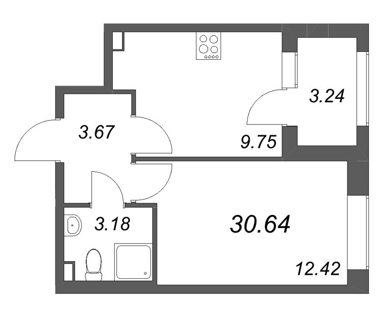 1 ккв 30,6 м²