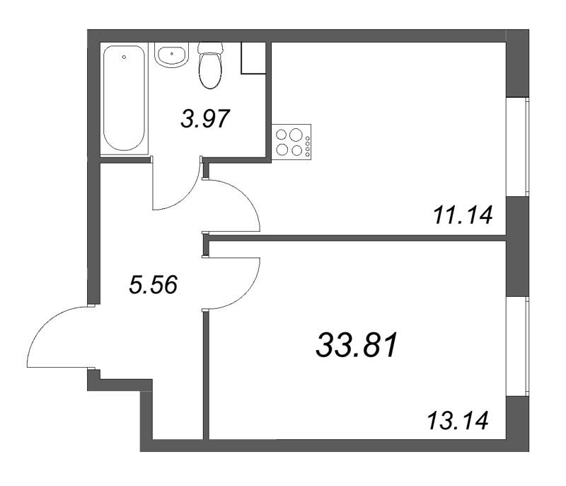 1 ккв 33,8 м²