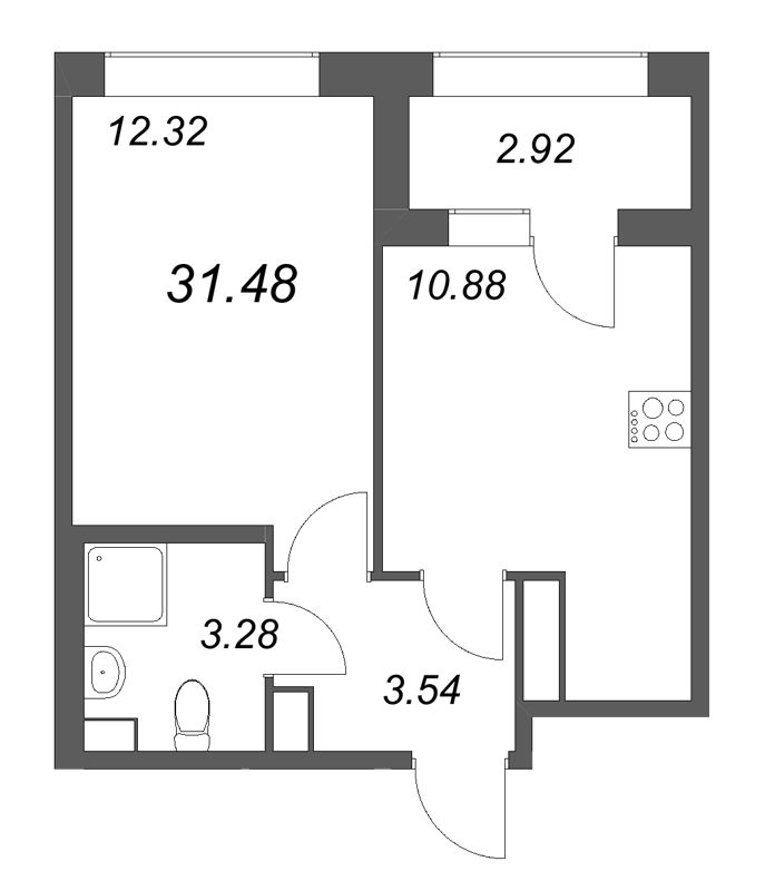 1 ккв 31,5 м²